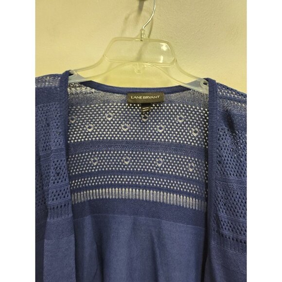 Lane Bryant Womens Cardigan 22/24 Plus Open Front Ruffle Sleeve Crochet Contrast - Picture 2 of 10